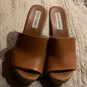 Leather wooden wedge